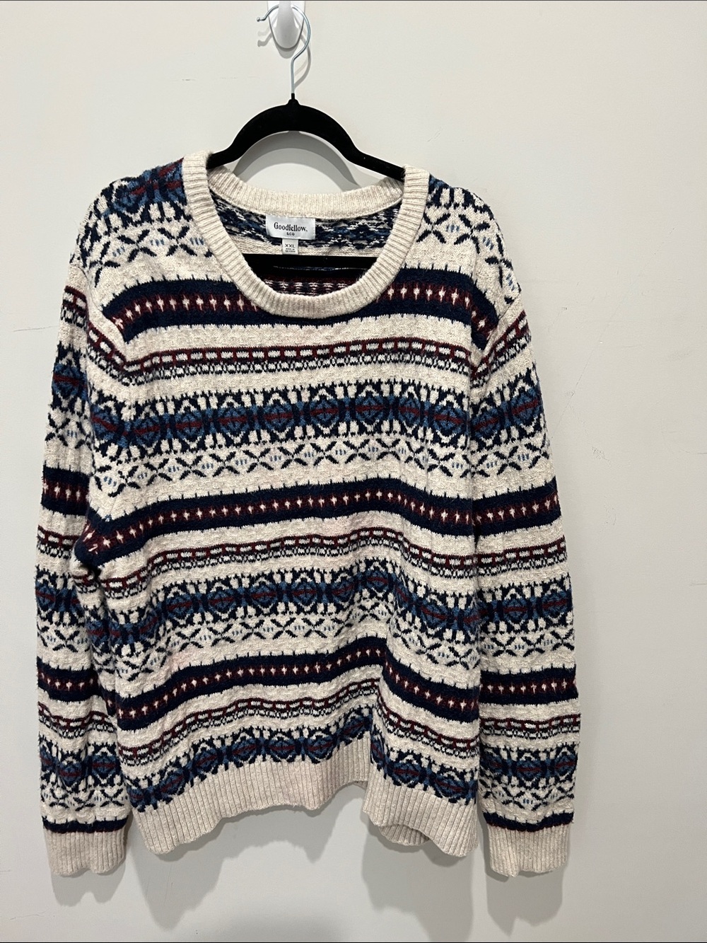 Goodfellow & Co Navy, Cream & Blue Fair Isle Crewneck Sweater